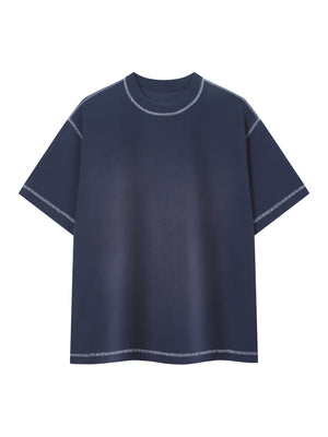 Unisex Vintage Sunfade Waffle Knit Boxy T-Shirt – Oversized Streetwear Tee