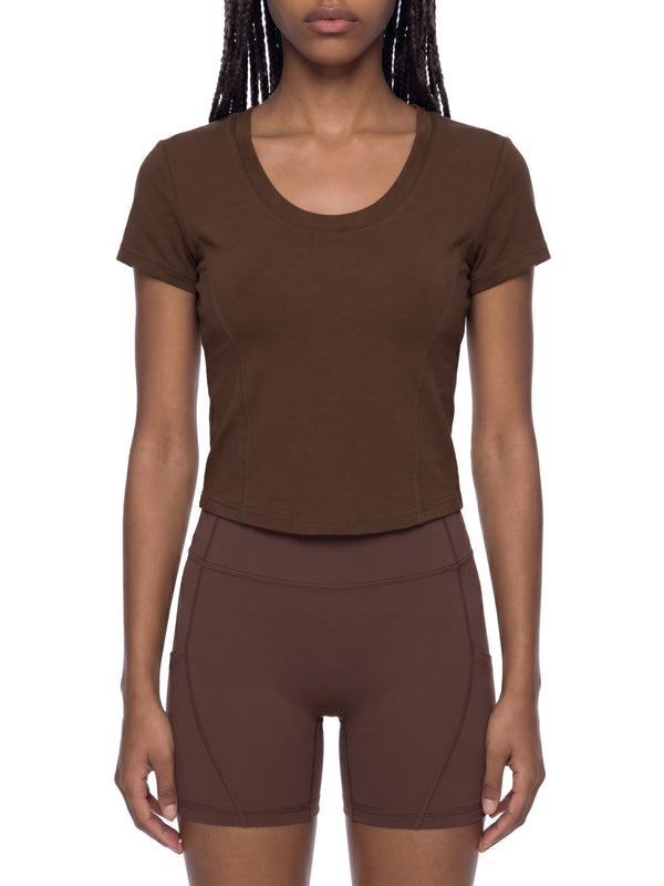 Women's Paneled Crop T-Shirt – Slim Fit Casual Streetwear Tee
