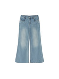 Women's Vintage Wash Flared Leg Jeans – High-Waisted Stretch Denim Pants