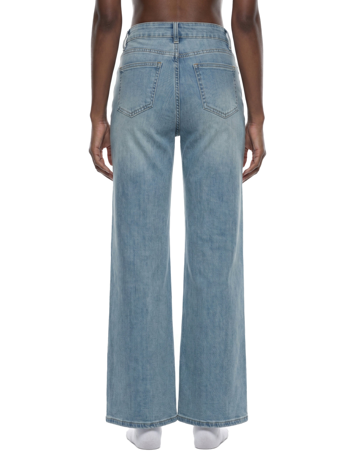 Women's Vintage Wash Flared Leg Jeans – High-Waisted Stretch Denim Pants