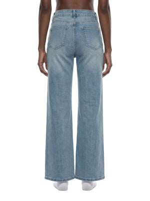 Women's Vintage Wash Flared Leg Jeans – High-Waisted Stretch Denim Pants
