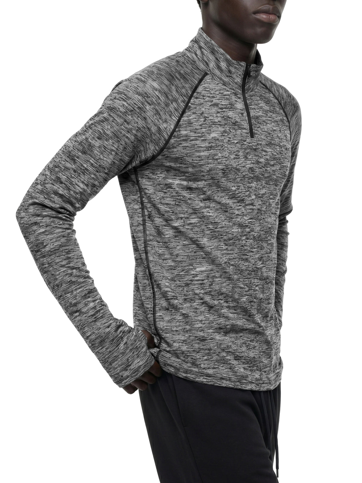 Men's Quarter-Zip Performance Long Sleeve T-Shirt – Lightweight Athletic Training Top