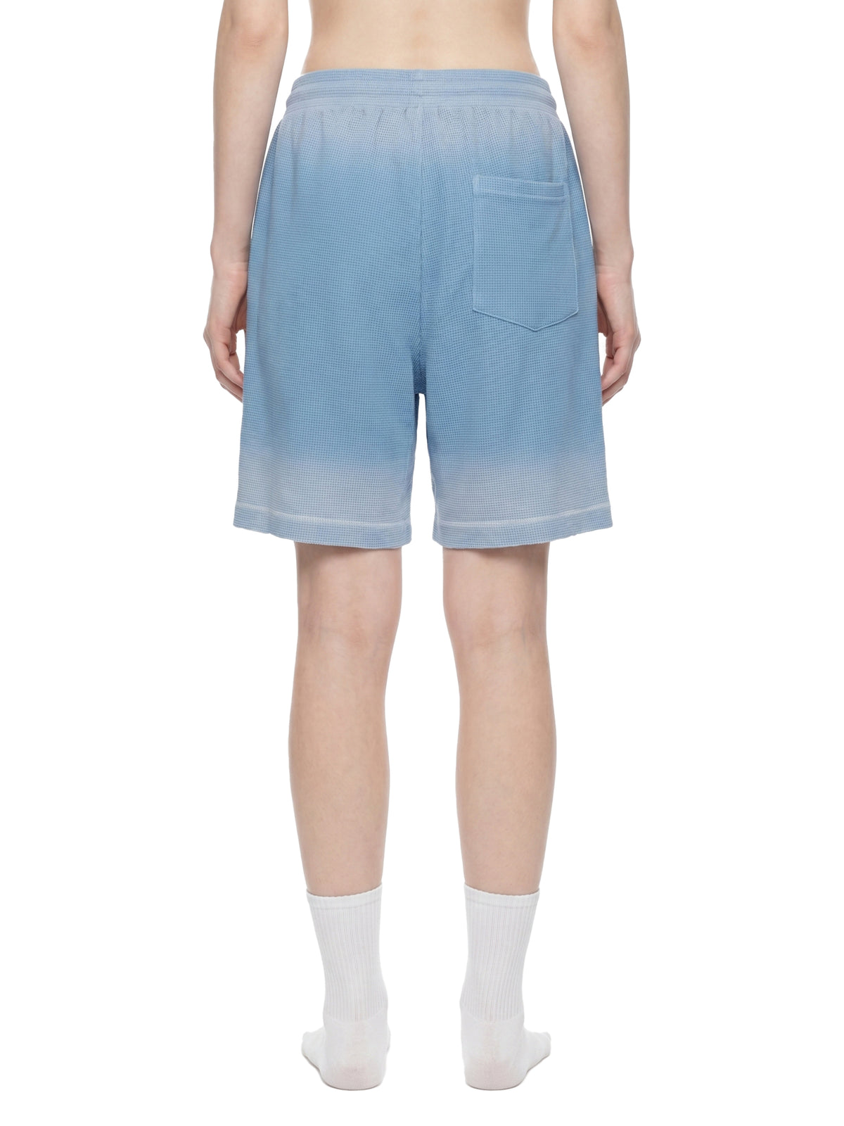 Unisex Vintage Sunfade Waffle Raw Hem Shorts – Oversized Streetwear Lounge Shorts