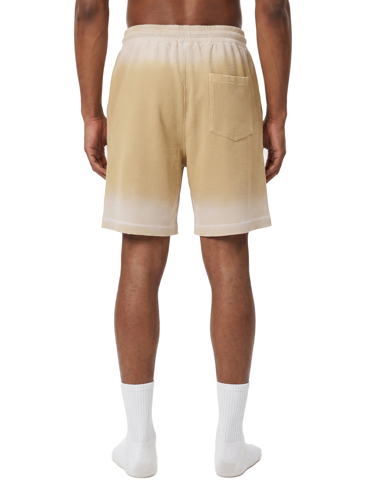 Unisex Vintage Sunfade Waffle Raw Hem Shorts – Oversized Streetwear Lounge Shorts