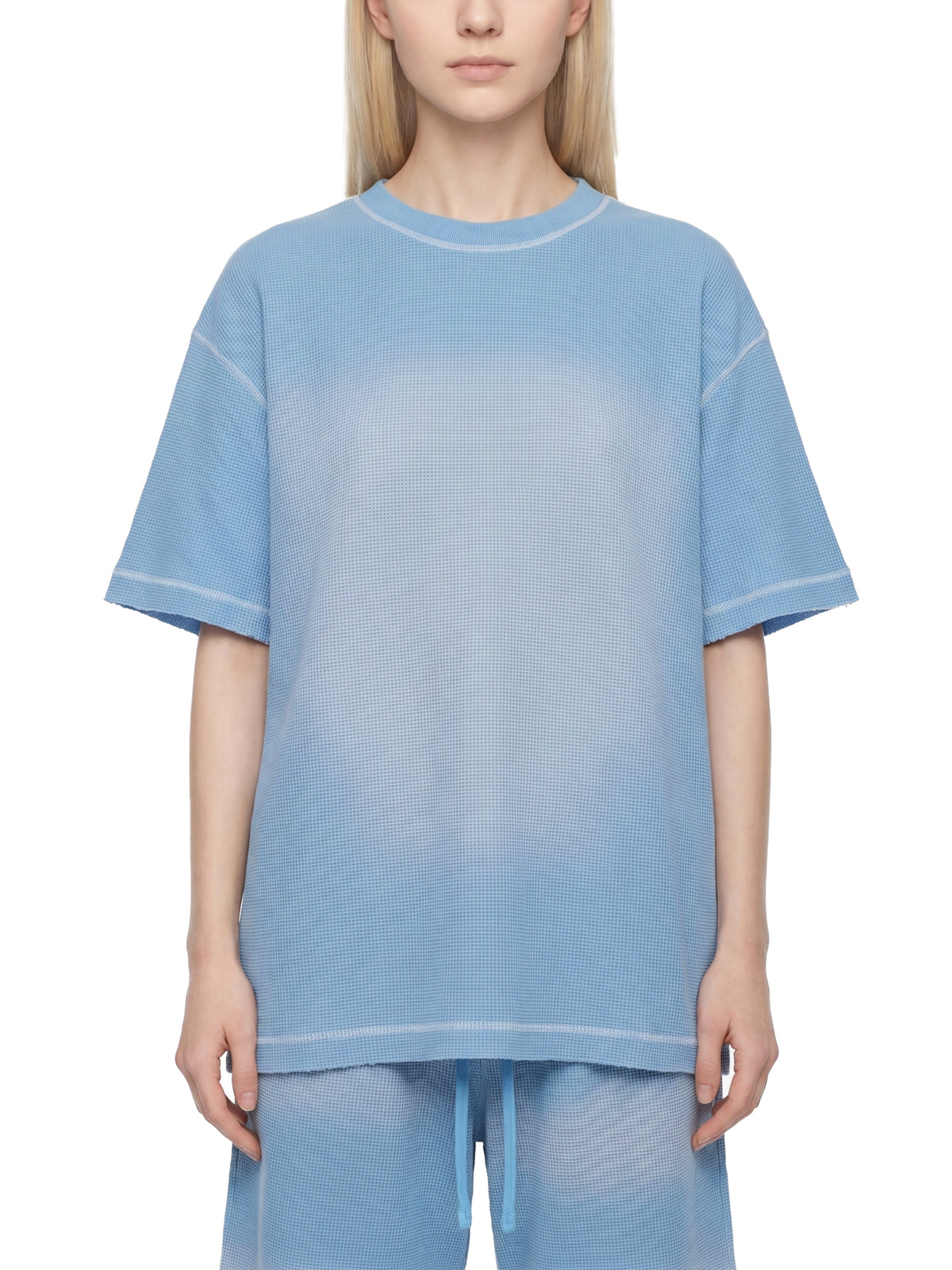 Unisex Vintage Sunfade Waffle Knit Boxy T-Shirt – Oversized Streetwear Tee