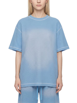 Unisex Vintage Sunfade Waffle Knit Boxy T-Shirt – Oversized Streetwear Tee
