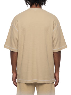 Unisex Vintage Sunfade Waffle Knit Boxy T-Shirt – Oversized Streetwear Tee