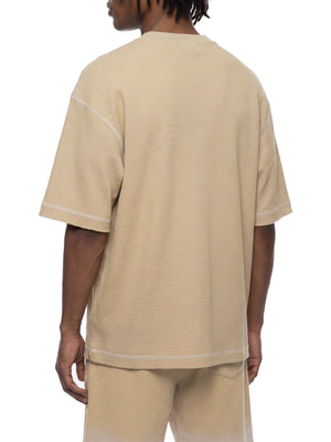 Unisex Vintage Sunfade Waffle Knit Boxy T-Shirt – Oversized Streetwear Tee