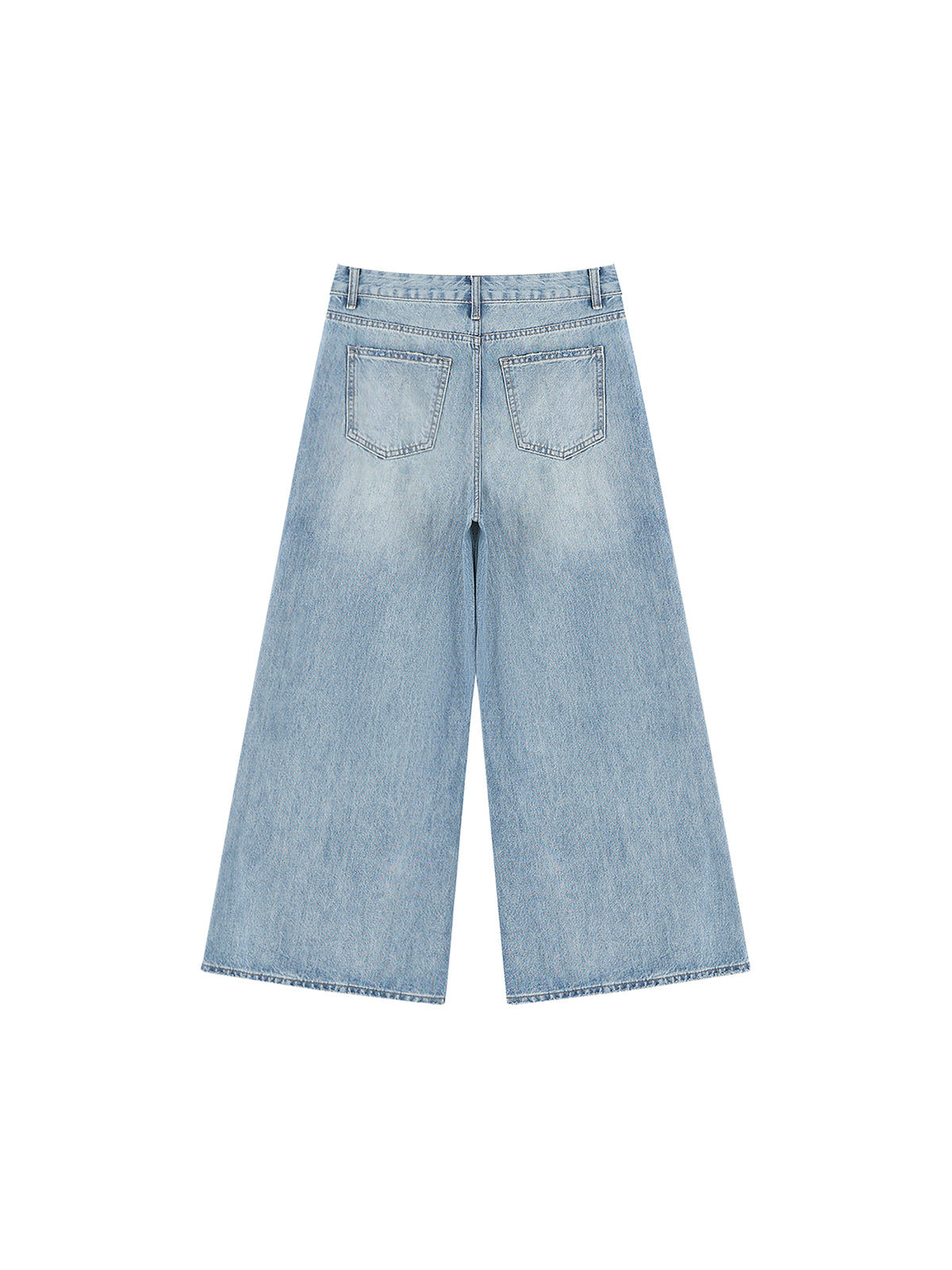 Women's Vintage Wash Distressed Wide Leg Jeans – High-Rise Relaxed Fit Denim