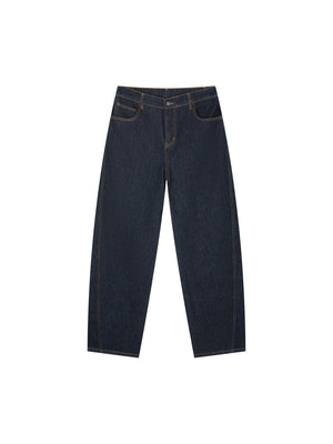 Men's Vintage Wash Barrel Leg Jeans – Relaxed Fit Premium Denim