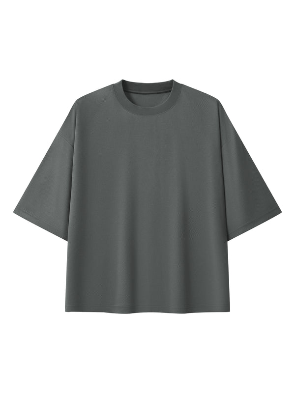 Unisex Boxy Mesh Crewneck T-Shirt – Oversized Breathable Streetwear Tee