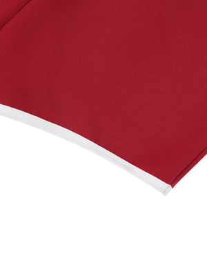 Women's Retro Contrast Trim Athletic Shorts – High-Waisted Activewear Shorts