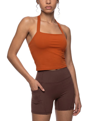 Women's Halter Crop Sports Bra – Medium Support Activewear Bra