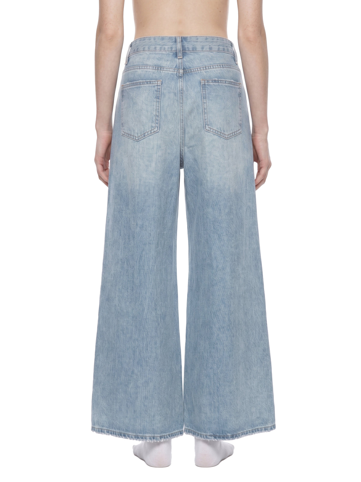 Women's Vintage Wash Distressed Wide Leg Jeans – High-Rise Relaxed Fit Denim
