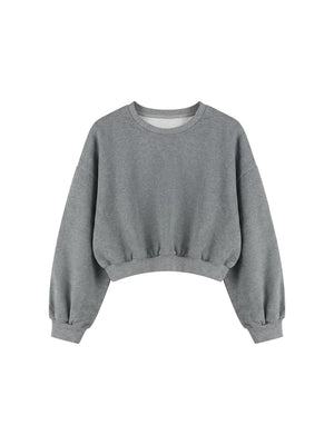 Women's Boxy Cropped Crewneck Sweatshirt – Oversized Casual Fleece Pullover
