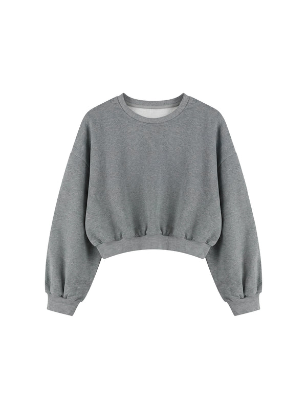 Women's Boxy Cropped Crewneck Sweatshirt – Oversized Casual Fleece Pullover