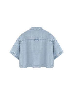 Women's Vintage Wash Boxy Cropped Shirt – Oversized Retro Crop Top Streetwear Tee