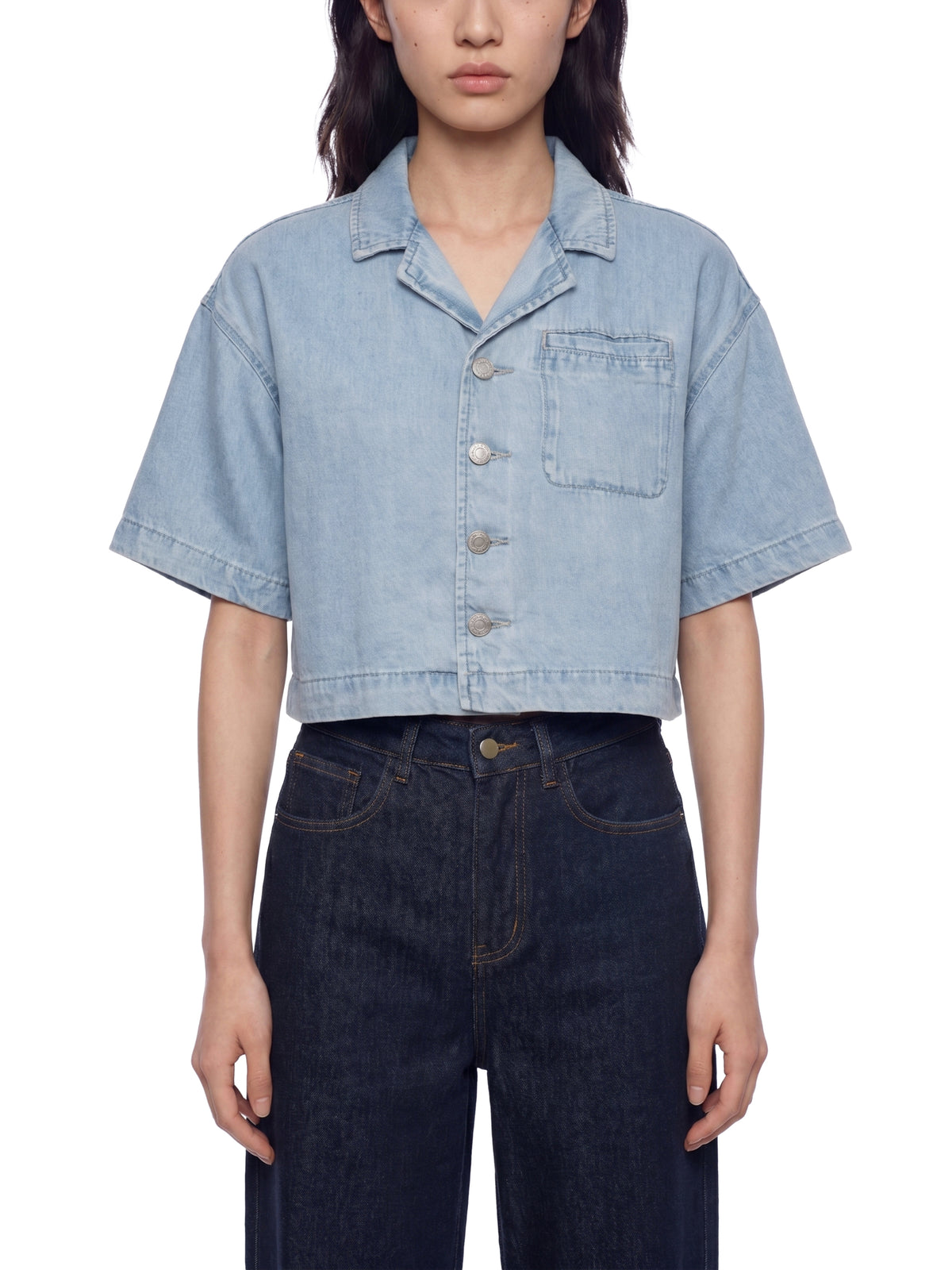 Women's Vintage Wash Boxy Cropped Shirt – Oversized Retro Crop Top Streetwear Tee