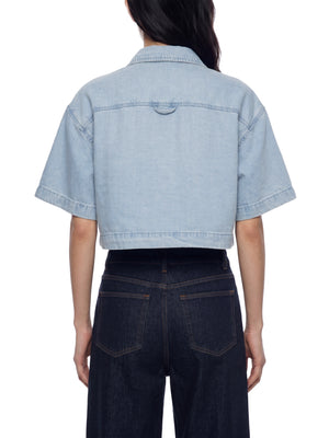 Women's Vintage Wash Boxy Cropped Shirt – Oversized Retro Crop Top Streetwear Tee