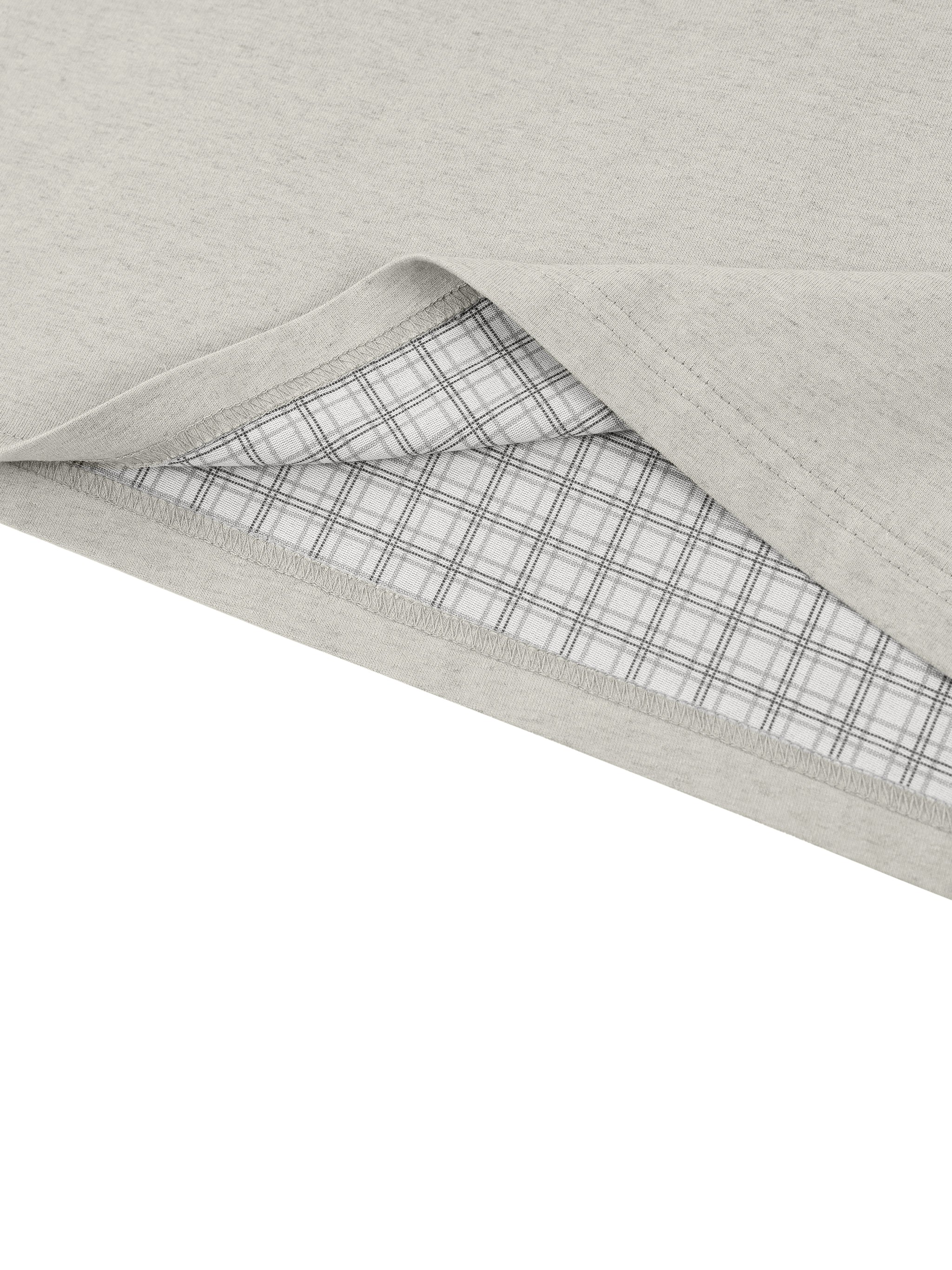 Unisex Boxy Plaid-Lined Double-Face T-Shirt