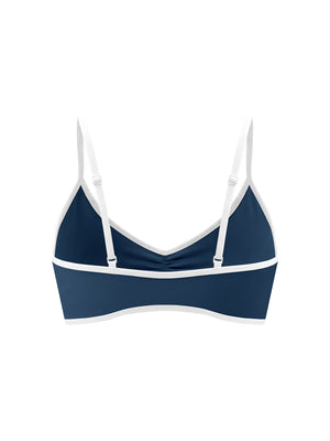 Women's Color Block Ruched V-Neck Sports Bra – Medium Support Activewear Bra