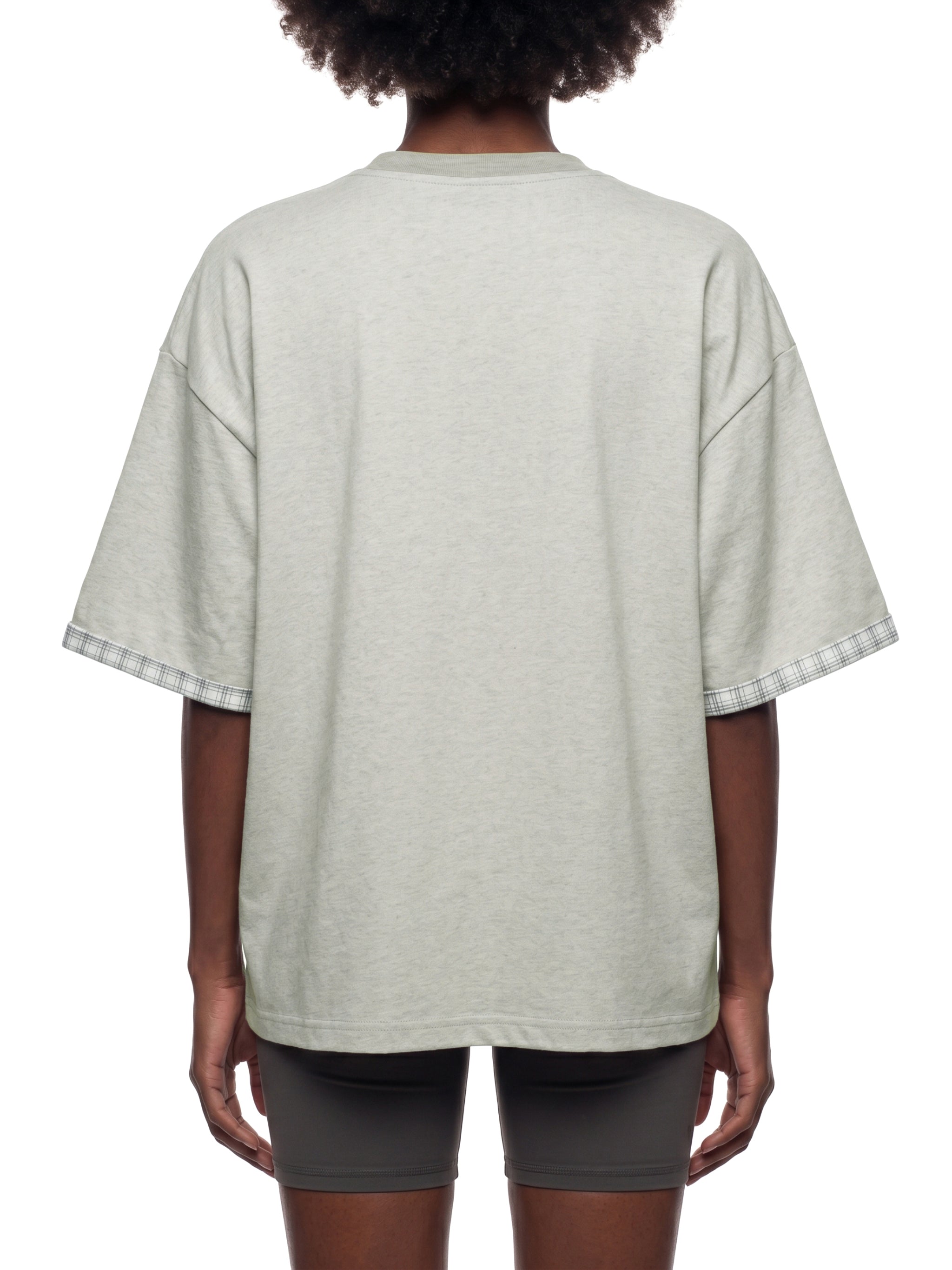 Unisex Boxy Plaid-Lined Double-Face T-Shirt