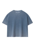 Unisex Vintage Wash Sunfade Waffle T-Shirt – Oversized Boxy Retro Streetwear Tee