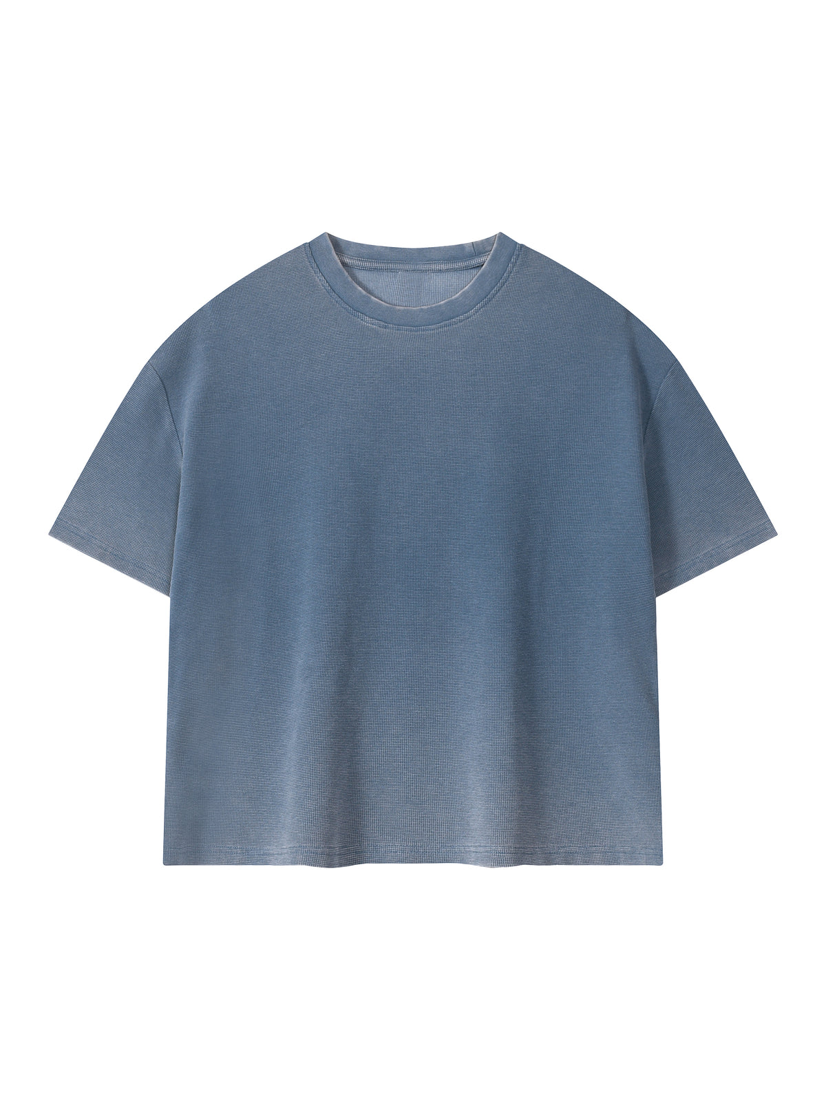 Unisex Vintage Wash Sunfade Waffle T-Shirt – Oversized Boxy Retro Streetwear Tee