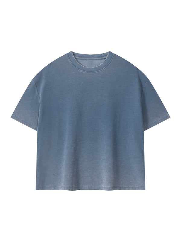 Unisex Vintage Wash Sunfade Waffle T-Shirt – Oversized Boxy Retro Streetwear Tee
