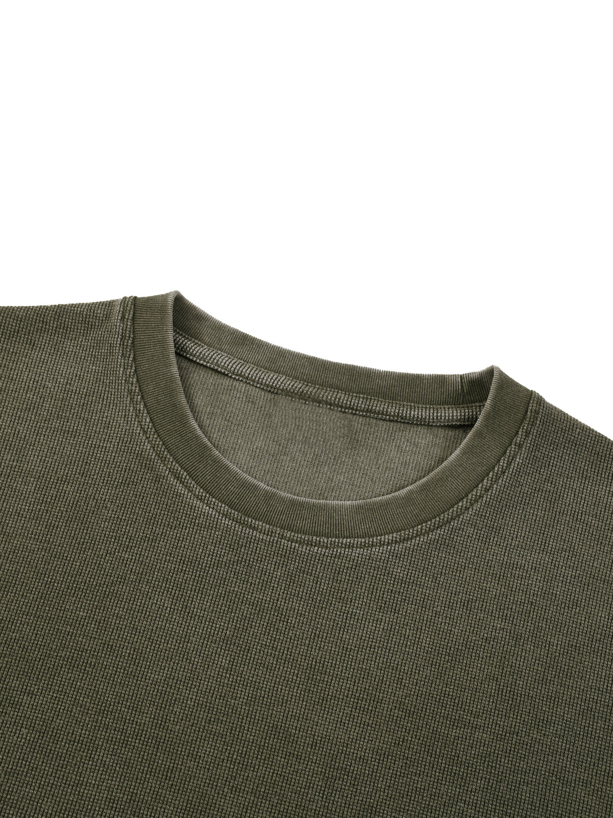 Unisex Vintage Wash Sunfade Waffle T-Shirt – Oversized Boxy Retro Streetwear Tee