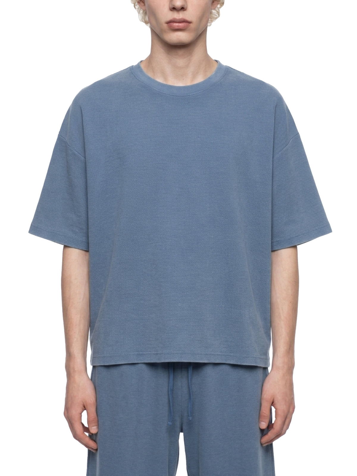 Unisex Vintage Wash Sunfade Waffle T-Shirt – Oversized Boxy Retro Streetwear Tee