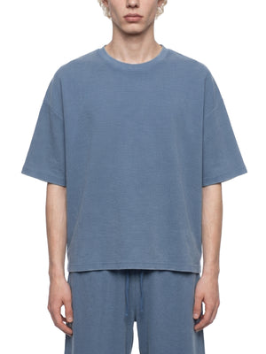 Unisex Vintage Wash Sunfade Waffle T-Shirt – Oversized Boxy Retro Streetwear Tee