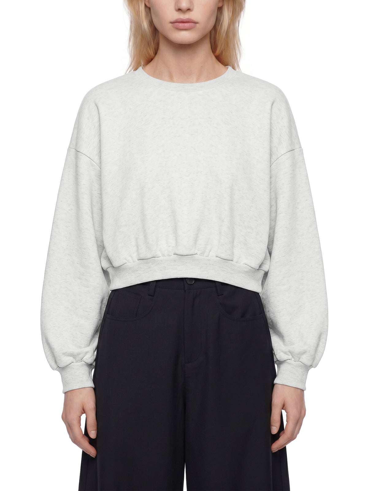 Women's Boxy Cropped Crewneck Sweatshirt – Oversized Casual Fleece Pullover
