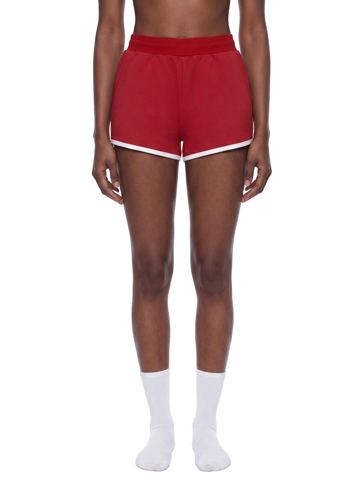 Women's Retro Contrast Trim Athletic Shorts – High-Waisted Activewear Shorts