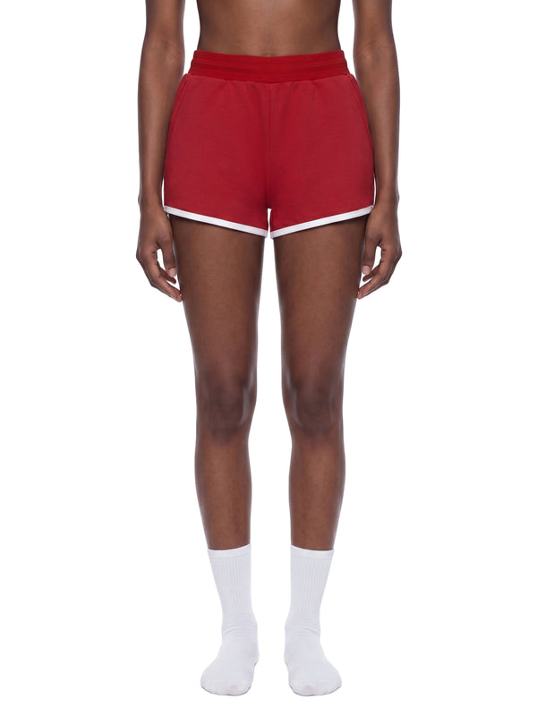 Women's Retro Contrast Trim Athletic Shorts – High-Waisted Activewear Shorts