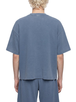 Unisex Vintage Wash Sunfade Waffle T-Shirt – Oversized Boxy Retro Streetwear Tee