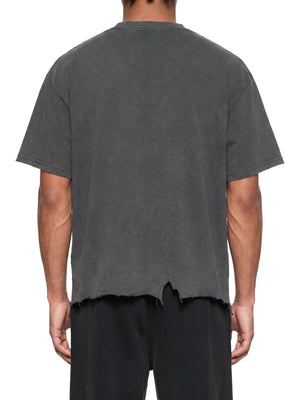 Unisex Vintage Wash Distressed Hem T-Shirt – Oversized Boxy Retro Streetwear Tee