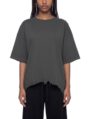 Unisex Vintage Wash Distressed Hem T-Shirt – Oversized Boxy Retro Streetwear Tee