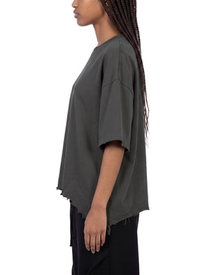 Unisex Vintage Wash Distressed Hem T-Shirt – Oversized Boxy Retro Streetwear Tee