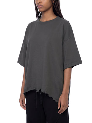 Unisex Vintage Wash Distressed Hem T-Shirt – Oversized Boxy Retro Streetwear Tee