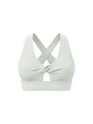 Women's Twist Front V-Neck Sports Bra – Seamless Medium Support Activewear Bra