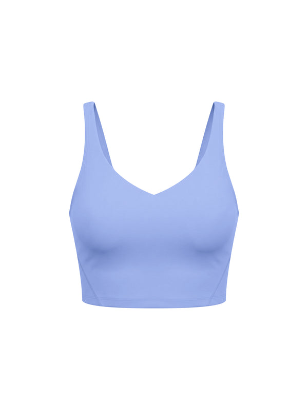 Women's V-Neck Yoga Sports Bra – Seamless Medium Support Workout & Activewear Bra