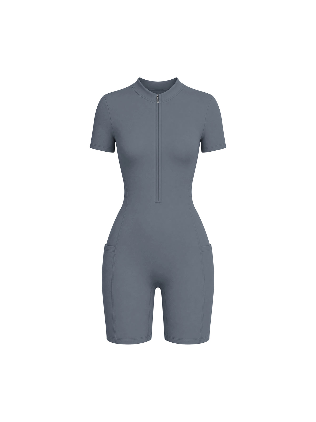 Women's Quarter Zip Short Sleeve Romper – Athletic One-Piece Activewear Jumpsuit