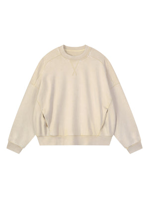 Unisex Mineral Wash Boxy Sweatshirt – Oversized Heavyweight Vintage Streetwear Crewneck