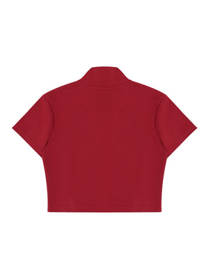 Women's Cropped Full-Zip Short Sleeve T-Shirt – Slim Fit Casual Zip-Up Top