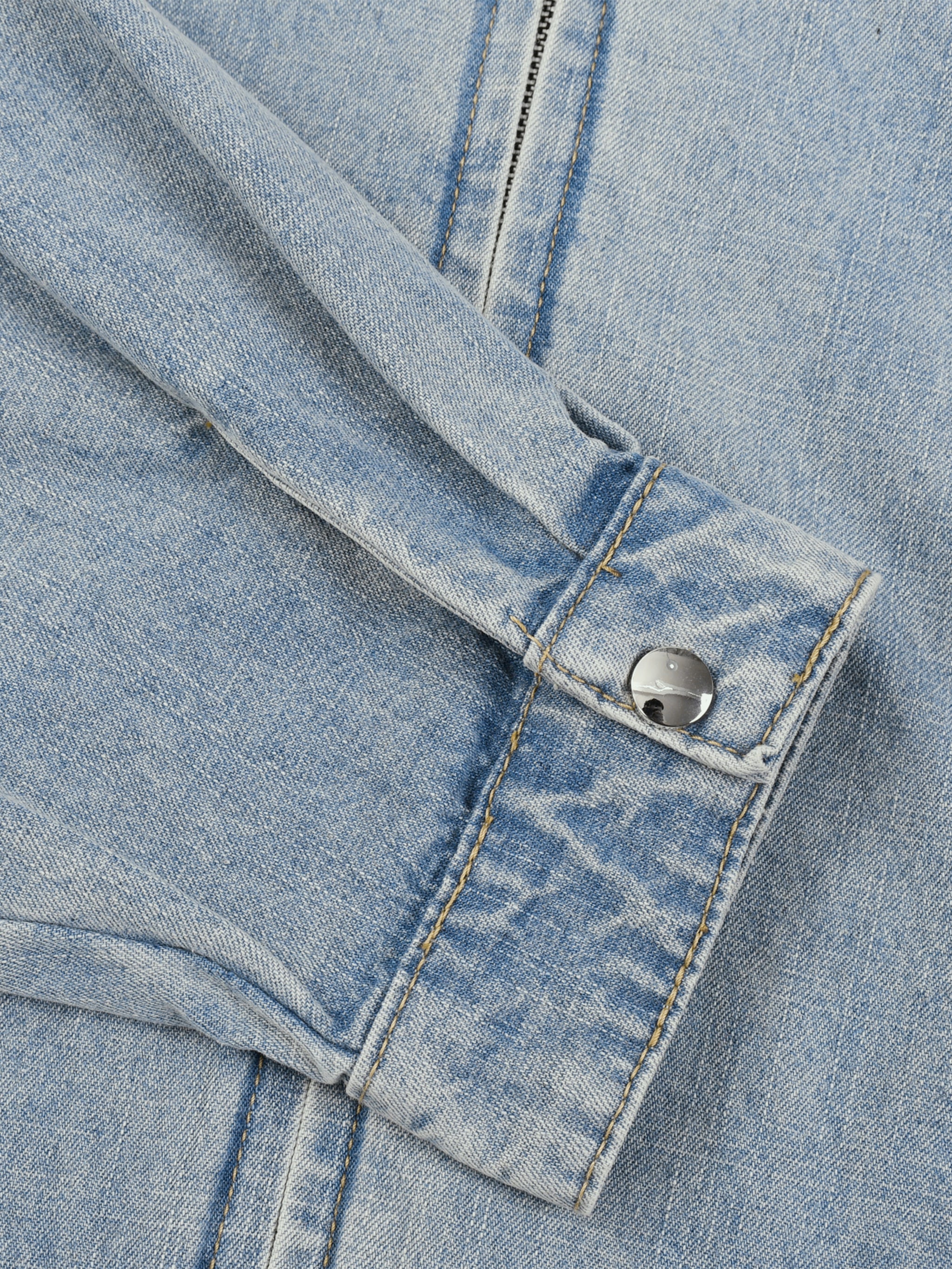 Unisex Vintage Wash Full-Zip Denim Jacket