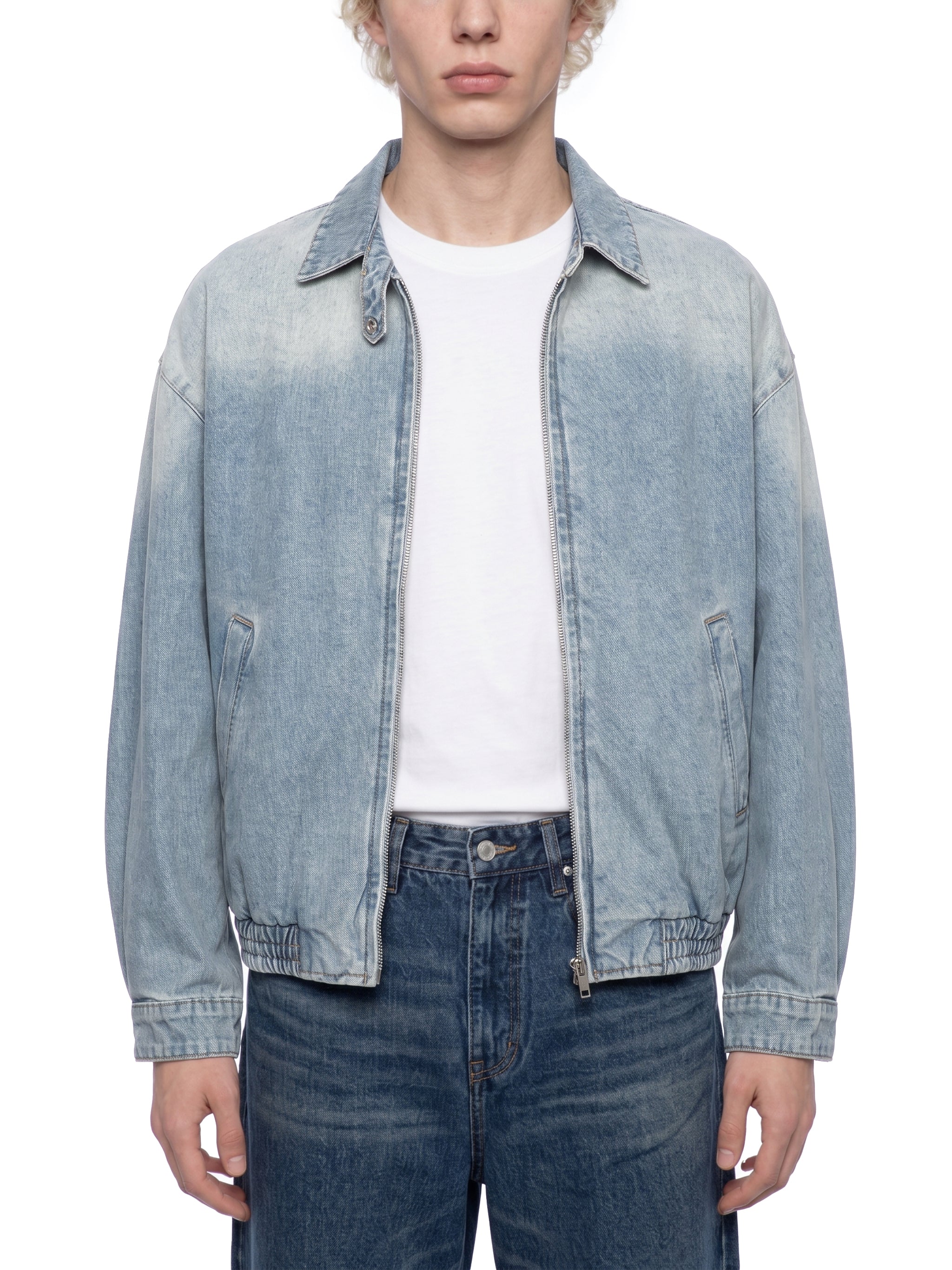 Unisex Vintage Wash Full-Zip Denim Jacket