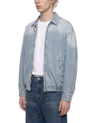 Unisex Vintage Wash Full Zip Denim Jacket – Oversized Retro Streetwear Jean Jacket