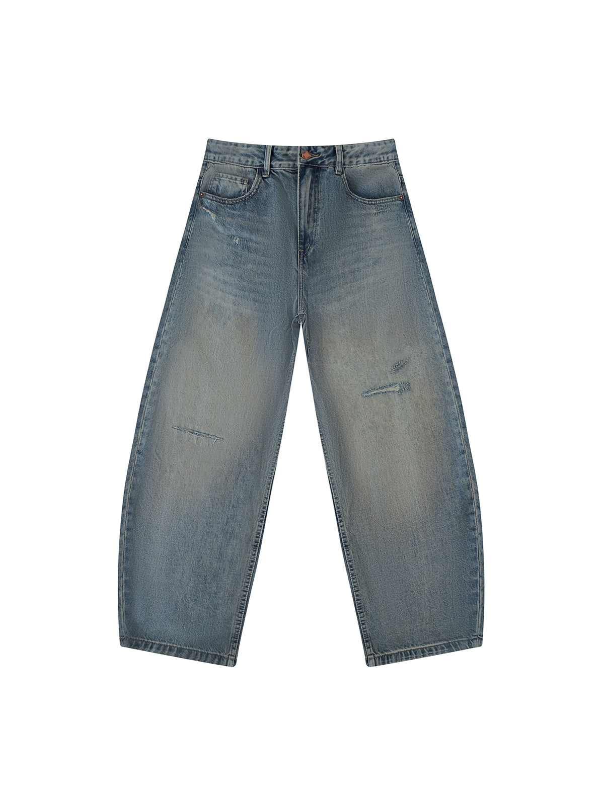 Men's Distressed Barrel Leg Jeans – Relaxed Fit Premium Denim Pants