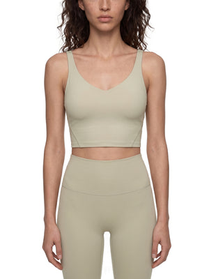 Women's V-Neck Yoga Sports Bra – Seamless Medium Support Workout & Activewear Bra